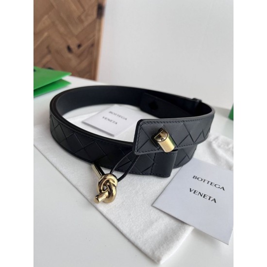 Best Replica BV Andiano Intreccio Large Check Fabric Belt Red Knockoff