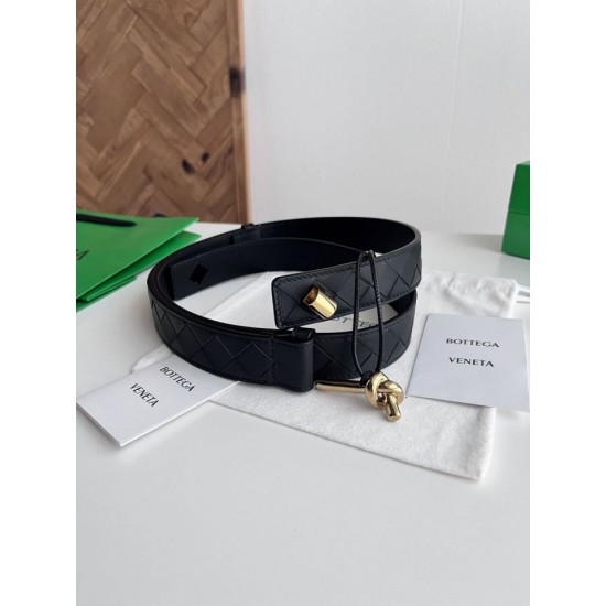Best Replica BV Andiano Intreccio Large Check Fabric Belt Red Knockoff