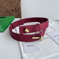Best Replica BV Andiano Intreccio Large Check Fabric Belt Grey Knockoff