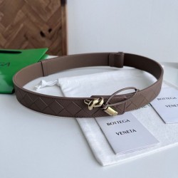 Best Replica BV Andiano Intreccio Large Check Fabric Belt White Knockoff