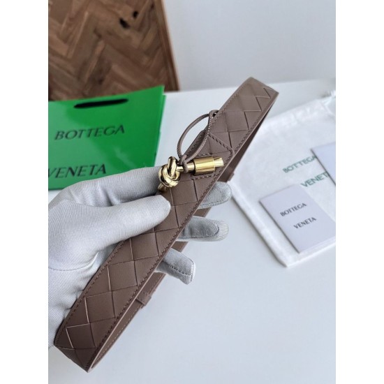 Best Replica BV Andiano Intreccio Large Check Fabric Belt White Knockoff