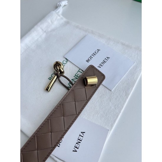 Best Replica BV Andiano Intreccio Large Check Fabric Belt White Knockoff