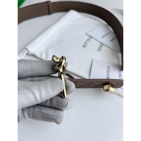 Best Replica BV Andiano Intreccio Large Check Fabric Belt White Knockoff