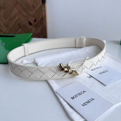 Best Replica BV Andiano Intreccio Large Check Fabric Belt Coffee Knockoff