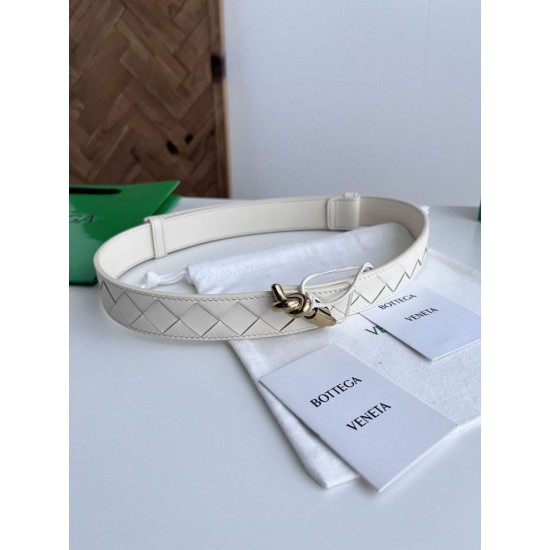 Best Replica BV Andiano Intreccio Large Check Fabric Belt Coffee Knockoff