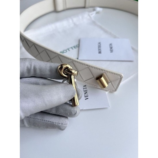 Best Replica BV Andiano Intreccio Large Check Fabric Belt Coffee Knockoff