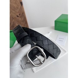 Best Replica Bottega Veneta Mens Intreccio Check Belt Black Knockoff