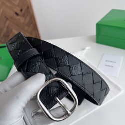 Best Replica Bottega Veneta Mens Intreccio Check Belt Black Knockoff