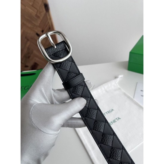 Best Replica Bottega Veneta Mens Intreccio Check Belt Black Knockoff