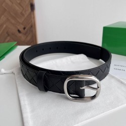 Best Replica Bottega Veneta Mens Intreccio Check Belt Black Knockoff