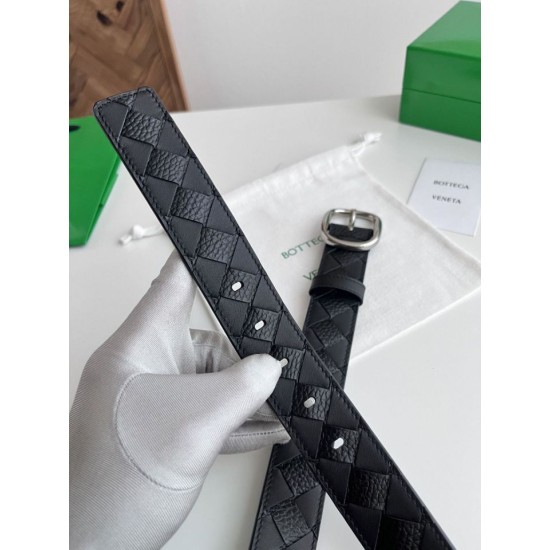 Best Replica Bottega Veneta Mens Intreccio Check Belt Black Knockoff