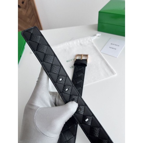Best Replica Bottega Veneta Mens Intreccio Reversible Check Belt Black Gold Knockoff