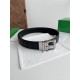 Best Replica Bottega Veneta Mens Intreccio Reversible Check Belt Black Silver Knockoff