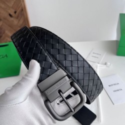 Best Replica Bottega Veneta Mens Reversible Intreccio Belt Black Knockoff