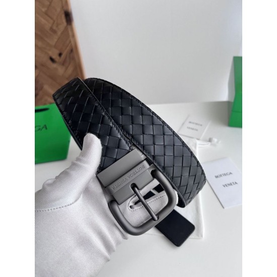 Best Replica Bottega Veneta Mens Reversible Intreccio Belt Black Knockoff