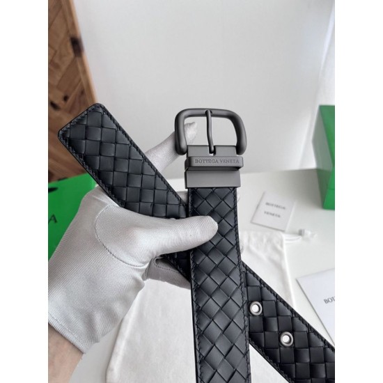 Best Replica Bottega Veneta Mens Reversible Intreccio Belt Black Knockoff