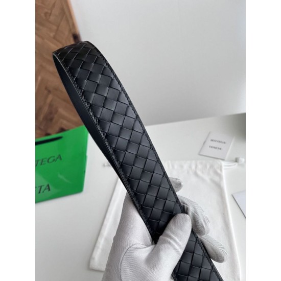 Best Replica Bottega Veneta Mens Reversible Intreccio Belt Black Knockoff