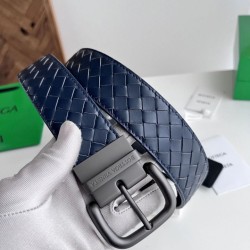 Best Replica Bottega Veneta Mens Reversible Intreccio Belt Blue Knockoff