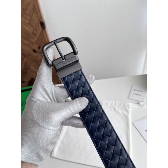 Best Replica Bottega Veneta Mens Reversible Intreccio Belt Blue Knockoff