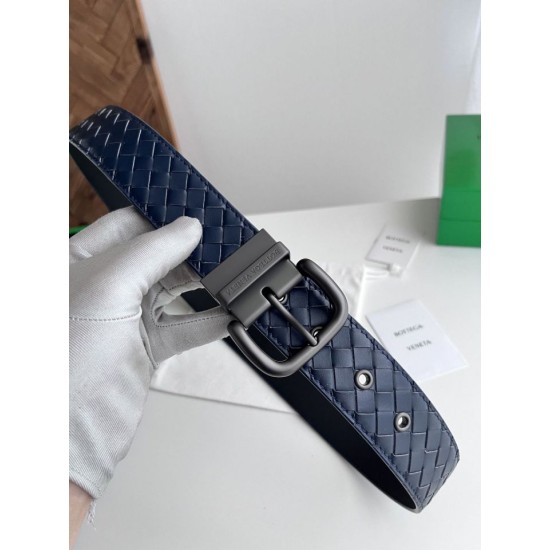 Best Replica Bottega Veneta Mens Reversible Intreccio Belt Blue Knockoff