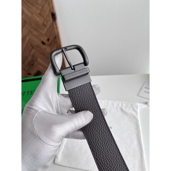 Best Replica BV Mens Reversible Leather Belt Black Knockoff