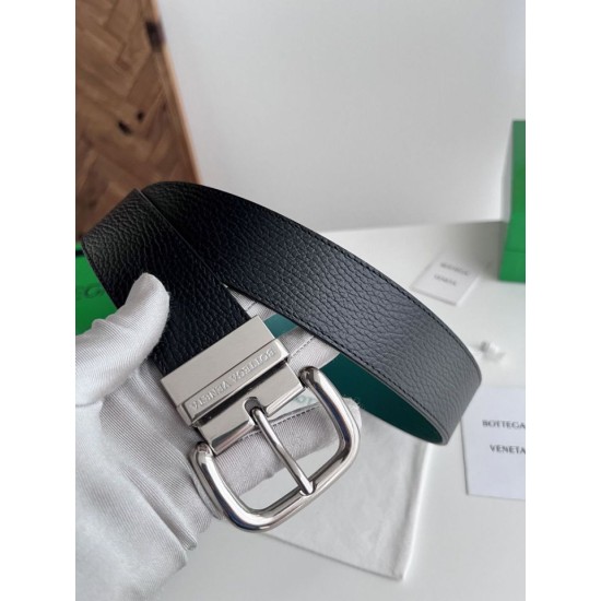 Best Replica BV Mens Reversible Leather Belt Black/Blue Knockoff