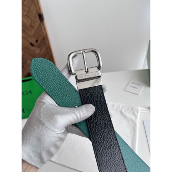 Best Replica BV Mens Reversible Leather Belt Black/Blue Knockoff