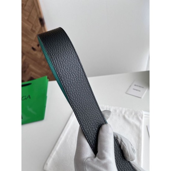 Best Replica BV Mens Reversible Leather Belt Black/Blue Knockoff