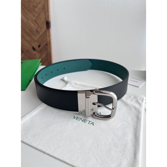 Best Replica BV Mens Reversible Leather Belt Black/Blue Knockoff