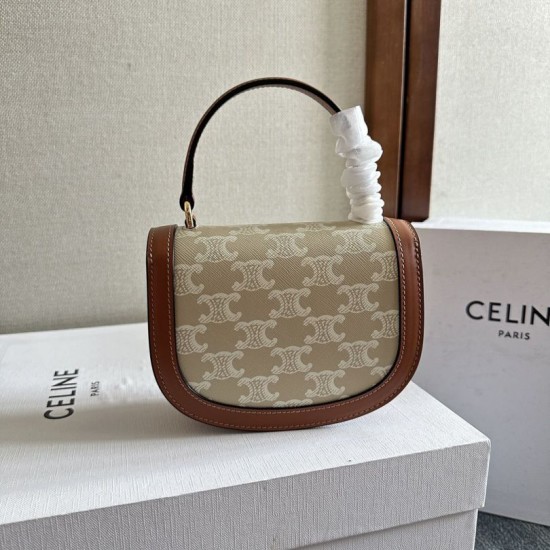Best Replica Celine Mini Besace Clea Triomphe Canvas Bag Beige Calfskin Knockoff