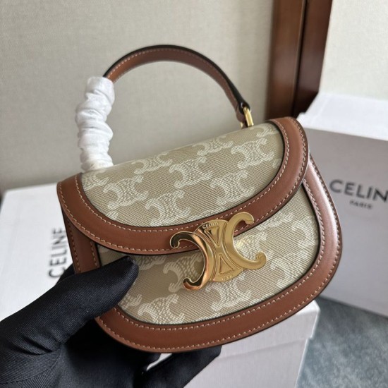 Best Replica Celine Mini Besace Clea Triomphe Canvas Bag Beige Calfskin Knockoff