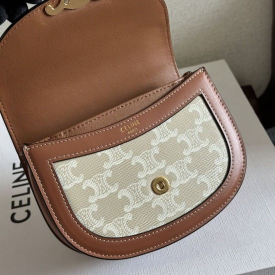 Best Replica Celine Mini Besace Clea Triomphe Canvas Bag Beige Calfskin Knockoff