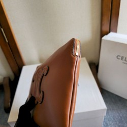 Best Replica Celine Small Clutch with Shoulder Strap Smooth Calfskin Brown Knockoff