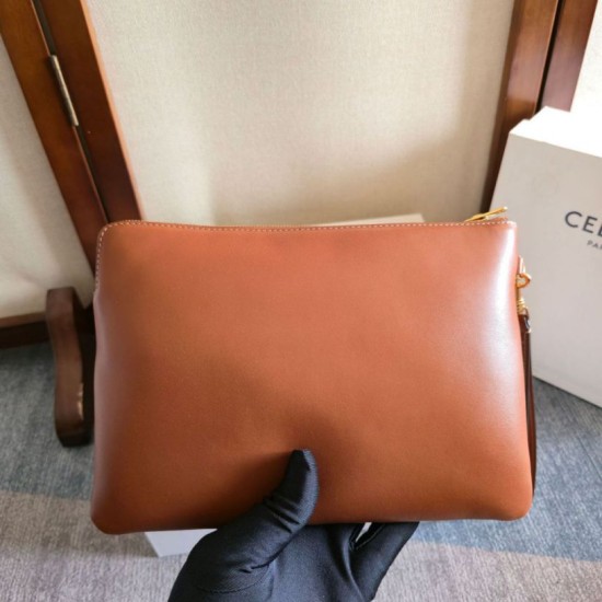 Best Replica Celine Small Clutch with Shoulder Strap Smooth Calfskin Brown Knockoff