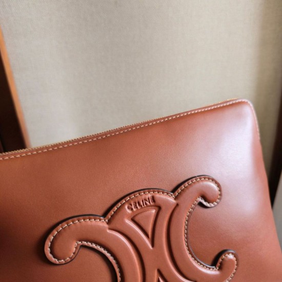 Best Replica Celine Small Clutch with Shoulder Strap Smooth Calfskin Brown Knockoff