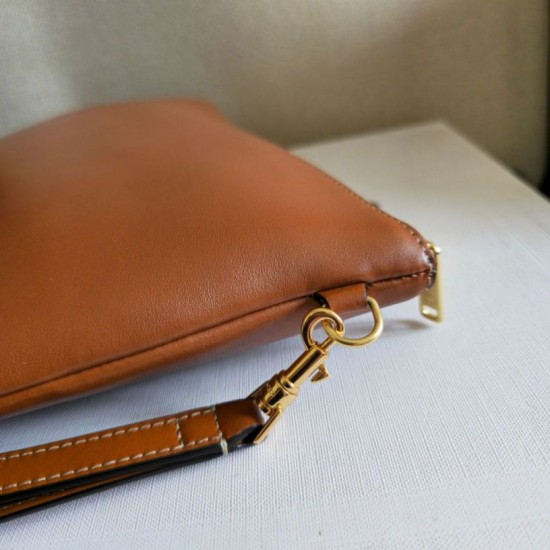 Best Replica Celine Small Clutch with Shoulder Strap Smooth Calfskin Brown Knockoff