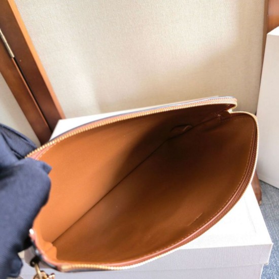 Best Replica Celine Small Clutch with Shoulder Strap Smooth Calfskin Brown Knockoff