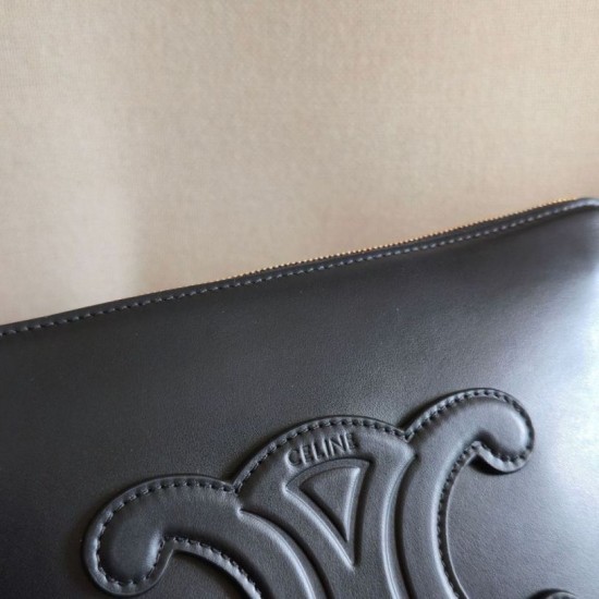 Best Replica Celine Small Clutch with Shoulder Strap Smooth Calfskin Black Knockoff