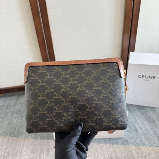 Best Replica Celine Small Clutch with Shoulder Strap Triomphe Canvas Knockoff