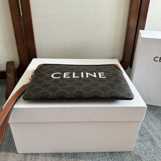 Best Replica Celine Small Clutch with Shoulder Strap Triomphe Canvas Knockoff