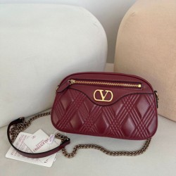 Best Replica Valentino Garavani Quiltie 67 Chain Handbag Red Lambskin Knockoff
