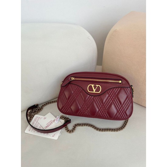 Best Replica Valentino Garavani Quiltie 67 Chain Handbag Red Lambskin Knockoff