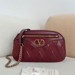 Best Replica Valentino Garavani Quiltie 67 Chain Handbag Red Lambskin Knockoff