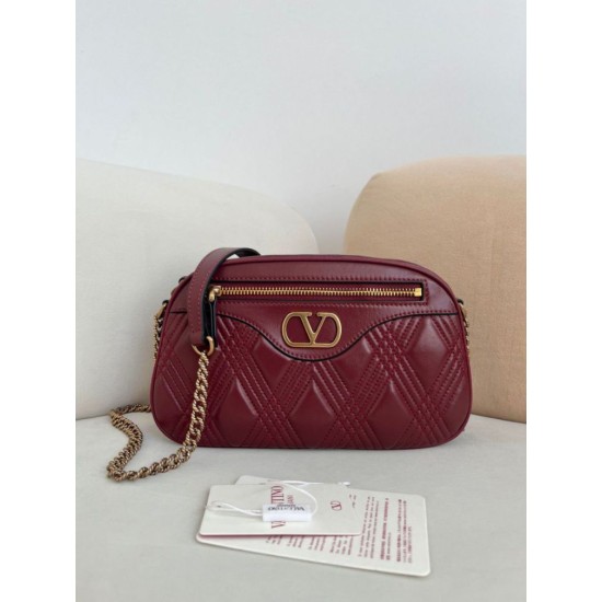 Best Replica Valentino Garavani Quiltie 67 Chain Handbag Red Lambskin Knockoff