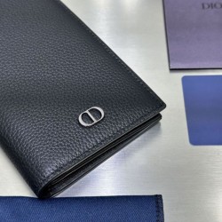 Best Replica Dior CD Icon Vertical Wallet Black Grained Calfskin Knockoff