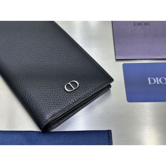 Best Replica Dior CD Icon Vertical Wallet Black Grained Calfskin Knockoff