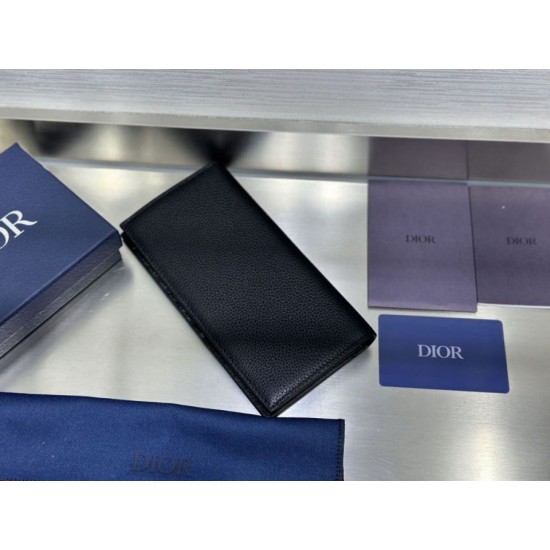 Best Replica Dior CD Icon Vertical Wallet Black Grained Calfskin Knockoff