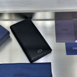Best Replica Dior CD Icon Vertical Wallet Black Grained Calfskin Knockoff