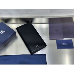 Best Replica Dior CD Icon Vertical Wallet Black Grained Calfskin Knockoff
