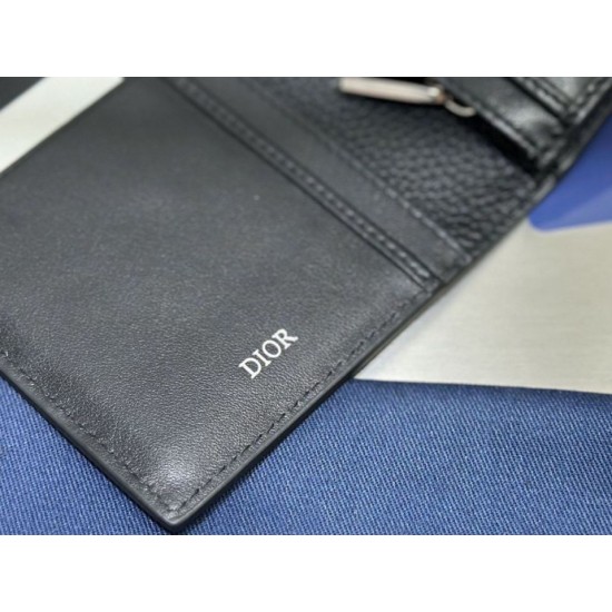 Best Replica Dior CD Icon Vertical Wallet Black Grained Calfskin Knockoff